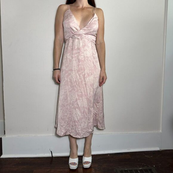 Madewell Pink White Floral Wrap Midi Dress Size Small - Picture 1 of 5